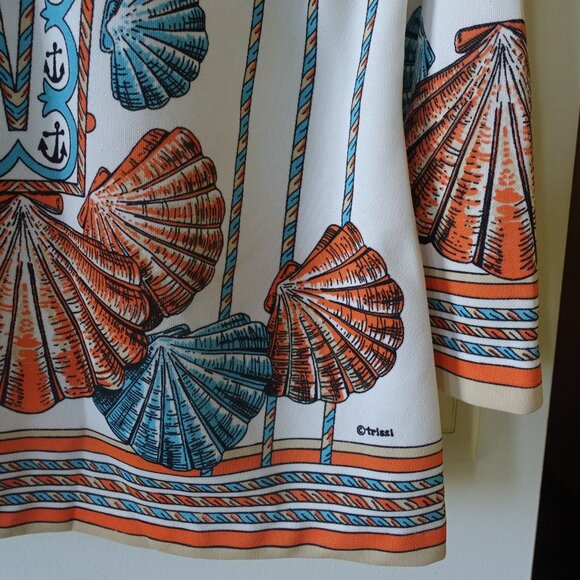 Trissi doubleknit polyester shells clams vacation vacay top S SM Small Medium M - Picture 10 of 16